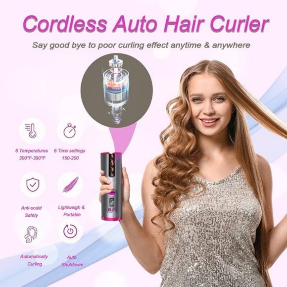 SENLLY Cordless Automatic Hair Curler, Auto Curling Iron with Adjustable 6 Tempe - Picture 3 of 6
